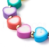 Handmade Polymer Clay Heart Beads Stretch Bracelets BJEW-JB06560-02-5