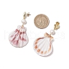 Natural Scallop Shell Dangle Stud Earrings EJEW-TA00628-3