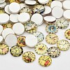 Clock Printed Glass Cabochons GGLA-A002-12mm-YY-1