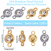 SUNNYCLUE 24Pcs 2 Colors 304 Stainless Steel Crystal Rhinestone Connector Charms STAS-SC0006-37-2