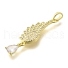 Rack Plating Brass Micro Pave Clear Cubic Zirconia Pendants KK-M309-09G-2