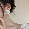 Flower Alloy Plastic Imitation Pearl Stud Earrings FS-WGFEC53-01-4