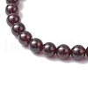 Round Natural Grade AAAA Garnet & Strawberry Quartz Beads Stretch Bracelets for Women BJEW-JB11825-02-4