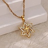 304 Stainless Steel Micro Pave Clear Cubic Zirconia Pendant Necklaces for Women NJEW-U047-01B-G-1