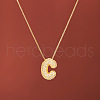 Brass Micro Pave Clear Cubic Zirconia Initial Pendant Necklaces for Women FS-WGDC51D-03-1