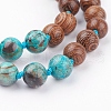 Natural Ocean Jasper and Wood Beaded Necklaces NJEW-JN02024-3