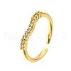 Brass Micro Pave Clear Cubic Zirconia Cuff Rings for Women RJEW-H247-07G-4