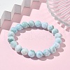 Round Natural Hemimorphite Beaded Stretch Bracelets for Men Women BJEW-B136-01C-2
