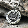 Flat Round with Engraved Twelve Constellation Alloy Pendant Necklace for Women Men WG25F4B-08-1