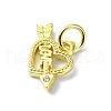 Heart Theme Brass Micro Pave Cubic Zirconia Charms KK-H475-56G-07-2