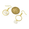 Natural White Jade Pumpkin with Ring Dangle Earrings EJEW-JE05509-02-3