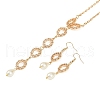 Brass Micro Pave Cubic Zirconia Pendant Necklaces & Dangle Earrings Sets SJEW-JS01325-2