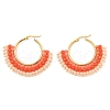 304 Stainless Steel & Bohemian Beaded Fan Hoop Earrings for Women EJEW-R001-01G-04-2