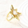 Brass Micro Pave Cubic Zirconia Cuff Rings for Women RJEW-F184-02G-4