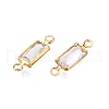 Brass Clear Cubic Zirconia Connector Charms KK-T070-12C-2