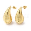 Rack Plating Brass Teardrop with Stripe Stud Earrings EJEW-R150-03G-1