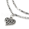 Heart 304 Stainless Steel Double Layer Bracelets for Women BJEW-JB11640-3