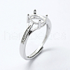 Anti-Tarnish Rhodium Plated 925 Sterling Silver Finger Ring Components STER-G027-17P-1