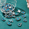   40Pcs 8 Style Platinum Plated Alloy Glass Pendants Sets ALRI-PH0001-27B-4