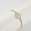 Flat Round with Letter Pattern 304 Stainless Steel Link Bracelets FS-WG4692B-30-1
