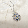 Bohemian Brass Pave Blue Cubic Zirconia Eye Pendant Necklaces NX3734-2-1