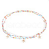 Bohemian Alloy Sea Animal Charm Glass Seed Beaded 3 Layered Waist Belly Stretch Chains for Women FS-WG5D6A5-01-2