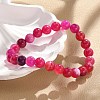 Natural Striped Agate/Banded Agate Beaded Stretch Bracelets BJEW-JB02564-5