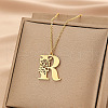 Flower Letter Stainless Steel Initial Pendant Necklaces for Women Men FS-WGF85E2-02-1