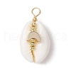 Natural Cowrie Shell Copper Wire Wrapped Pendants PALLOY-JF02932-01-1