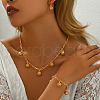 Vintage Brass Hollow Round Bracelets & Earrings & Necklaces Sets GZ9397-3