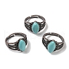 Synthetic Turquoise Horse Eye Adjustable Rings RJEW-K271-05R-11-1