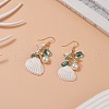 Shell Pearl & Glass & Starfish Cluster Dangle Earrings EJEW-TA00208-2