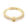 Rack Plating Brass Clear Cubic Zirconia Number 5 Adjustable Rings for Women RJEW-S407-09G-05-2