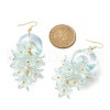 Resin & Acrylic Double Horn with Flower Dangle Earrings EJEW-JE05280-4