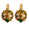 Flat Round with Lotus Brass Enamel Hoop Earrings FS-WG35DC8-01-5