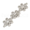 Brass Pave Clear Cubic Zirconia Three Flower Links Connector Charms KK-P277-61P-2