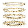 ANATTASOUL 4Pcs 4 Size Brass Round Beaded Stretch Bracelets Set for Women BJEW-AN0001-07-1