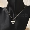 Brass Micro Pave Cubic Zirconia Heart Pendant Neckalces for Women NJEW-S448-12G-3