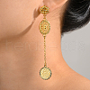 Hollow Flower with Coin Brass Tassel Stud Earrings VS6437-3