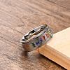 Rainbow Color Pride Flag Rune Words Odin Norse Viking Amulet Enamel Rotating Ring RABO-PW0001-037A-2