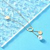 304 Stainless Steel Crystal Rhinestone Round Disc Pendant Necklaces NJEW-A045-03G-3