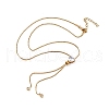 304 Stainless Steel Crystal Rhinestone Heart Box Chain Lariat Necklaces for Women NJEW-B131-03G-4