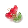 Brass Glass Flowers Pendants PALLOY-MZ00630-05-3