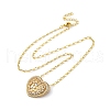 Brass Pave Clear Cubic Zirconia Heart Pendant Necklaces for Women NJEW-K381-07B-G-4