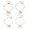 Marine Organism Alloy & Natural Cowrie Shell Charm Bracelets BJEW-JB11843-2