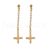 201 Stainless Steel Dangle Stud Earrings EJEW-P314-01B-G-4