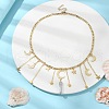 Moon & Star 304 Stainless Steel & Natural Quartz Crystal Charms Bib Necklace NJEW-TA00094-5