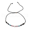 Faceted Round Turquoise & Natural Rose Quartz & Lapis Lazuli Braided Bead Bracelets BJEW-F493-09G-01-2