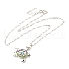 Summer Beach Alloy Colorful Rhinestone Sea Turtle Pendant Necklaces for Women NJEW-C089-01P-1