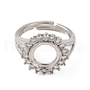 Brass Micro Pave Clear Cubic Zirconia Open Cuff Ring Components KK-U074-11P-2